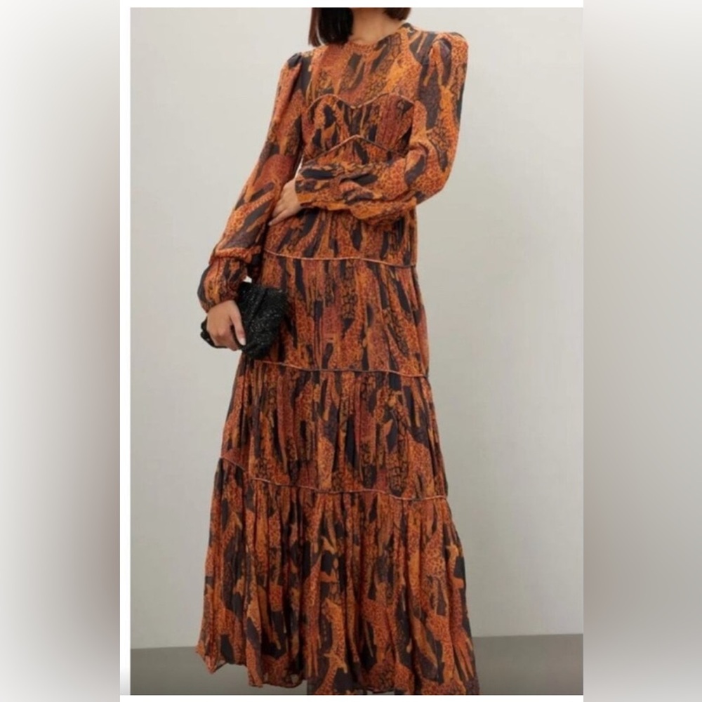 FARM Rio Orange and Black Maxi Dress